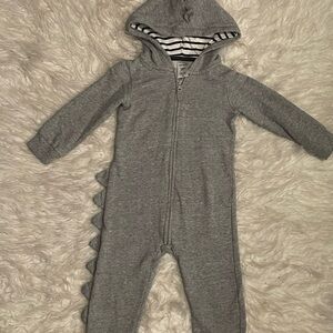 Carter's Gray Footie One Piece with Dinosaur Spikes